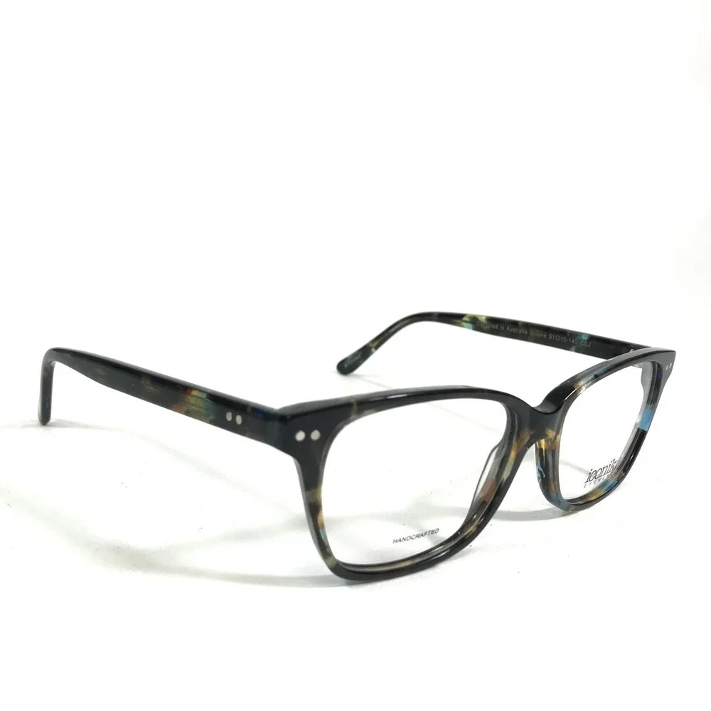 Iconik Eyeglasses Frames Solene C02 Brown Blue Tortoise Square 51-15-140